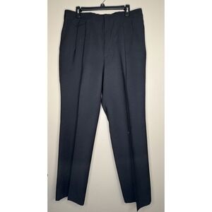 Haggar Dress‎ Pants Black Men's Size 36x31 Pleated Wool Blend NWT